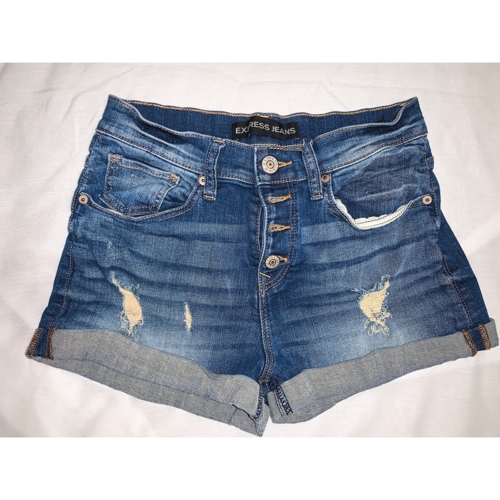 Express Dark Wash Jean Shorts!